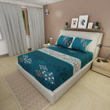 Sábana Ajustable Sueños Prisma Verde Azul y Blanco para Cama Queen 160 X 190 Cm Rombos - SABANAS | Bylmo