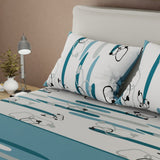 Sábana Ajustable Líneas de Océano Blanco y Azul para Cama Sencilla 100 X 190 Cm Lineas Y Circulos - SABANAS | Bylmo