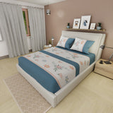 Semijuego de Sábanas Style Jardín Azul y Blanco para Cama Doble 140 X 190 Cm Hojas Y Flores - SABANAS | Bylmo