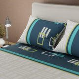 Semijuego de Sábanas Style Ritmo Metropolitano Gris y Azul Oscuro para Cama Doble 140 X 190 Cm Cuadrados Con Lineas - SABANAS | Bylmo