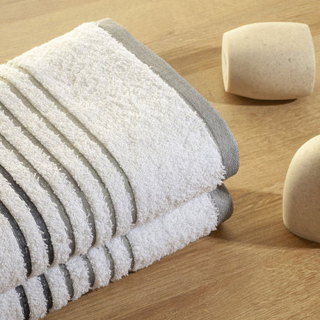 Toalla de Manos Mediterráneo Blanco y Gris 40x70cm Fondo Entero Extrasuave - TOALLAS | Bylmo