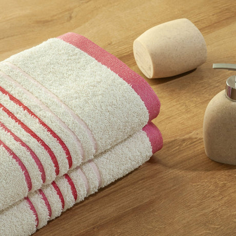 Toalla de Manos Mediterráneo Crema y Fucsia 40x70cm Fondo Entero Extrasuave - TOALLAS | Bylmo