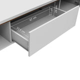 Rack de TV Doha Blanco y Marrón 180x50cm para TV Hasta 80" Pulgadas con Un cajón y Dos Compartimientos - MUEBLES DE TV | Bylmo