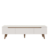 Rack de TV Doha Blanco y Marrón 180x50cm para TV Hasta 80" Pulgadas con Un cajón y Dos Compartimientos - MUEBLES DE TV | Bylmo