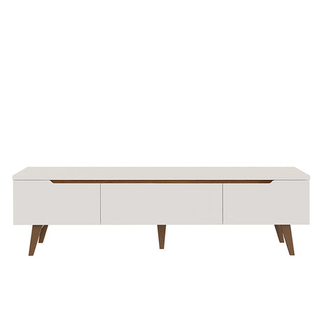 Rack de TV Doha Blanco y Marrón 180x50cm para TV Hasta 80" Pulgadas con Un cajón y Dos Compartimientos - MUEBLES DE TV | Bylmo