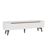 Rack de TV Doha Blanco y Marrón 180x50cm para TV Hasta 80" Pulgadas con Un cajón y Dos Compartimientos - MUEBLES DE TV | Bylmo