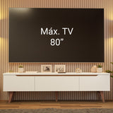 Rack de TV Doha Blanco y Marrón 180x50cm para TV Hasta 80" Pulgadas con Un cajón y Dos Compartimientos - MUEBLES DE TV | Bylmo