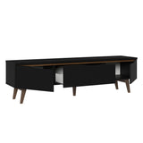 Rack de TV Doha Negro y Marrón 180x50cm para TV Hasta 80" Pulgadas con Un cajón y Dos Compartimientos - MUEBLES DE TV | Bylmo