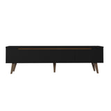 Rack de TV Doha Negro y Marrón 180x50cm para TV Hasta 80" Pulgadas con Un cajón y Dos Compartimientos - MUEBLES DE TV | Bylmo
