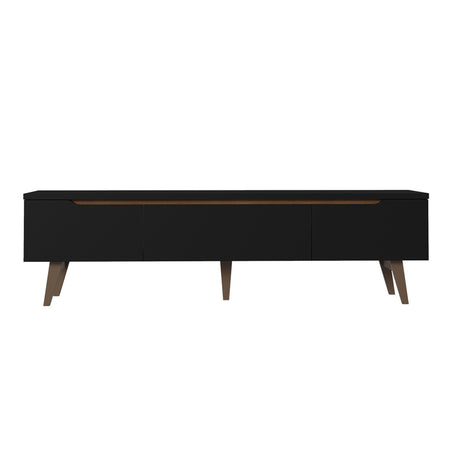 Rack de TV Doha Negro y Marrón 180x50cm para TV Hasta 80" Pulgadas con Un cajón y Dos Compartimientos - MUEBLES DE TV | Bylmo
