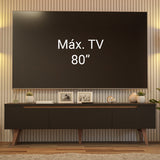 Rack de TV Doha Negro y Marrón 180x50cm para TV Hasta 80" Pulgadas con Un cajón y Dos Compartimientos - MUEBLES DE TV | Bylmo