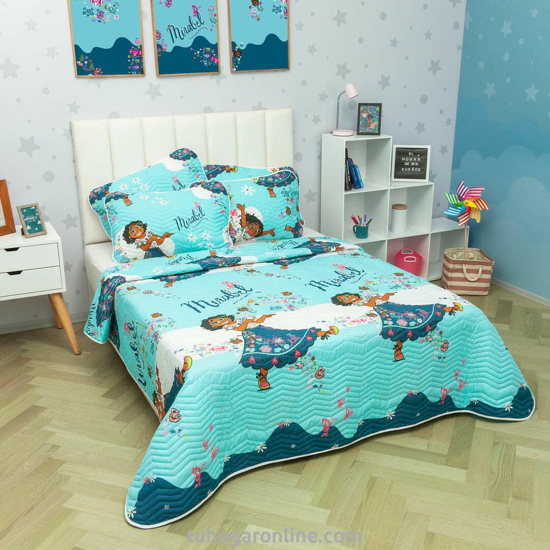 Cubrelecho Azul para Cama Doble 140 X 190 Cm de Encanto - TENDIDOS Y CUBRELECHOS | Bylmo
