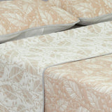 Cubrelecho Trama Blanco y Beige para Cama Doble 140 X 190 Cm Prensado de Hojas - TENDIDOS Y CUBRELECHOS | Bylmo