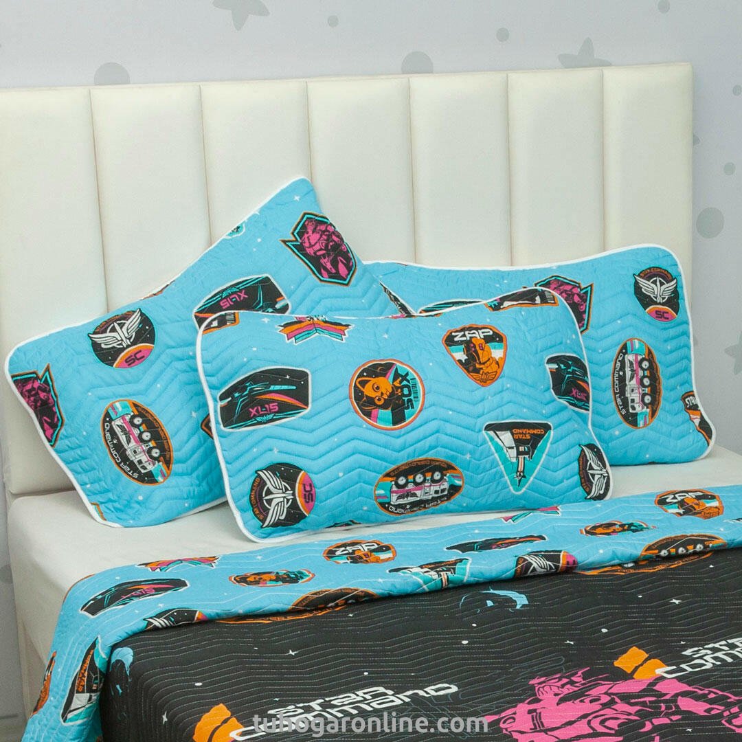 Cubrelecho Negro y Azul para Cama Doble 140 X 190 Cm Prensado de Buzz Lightyear - TENDIDOS Y CUBRELECHOS | Bylmo