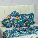 Cubrelecho Blanco y Azul Oscuro para Cama Doble 140 X 190 Cm Prensado de Encanto - TENDIDOS Y CUBRELECHOS | Bylmo
