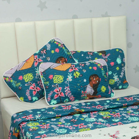 Cubrelecho Blanco y Azul Oscuro para Cama Doble 140 X 190 Cm Prensado de Encanto - TENDIDOS Y CUBRELECHOS | Bylmo