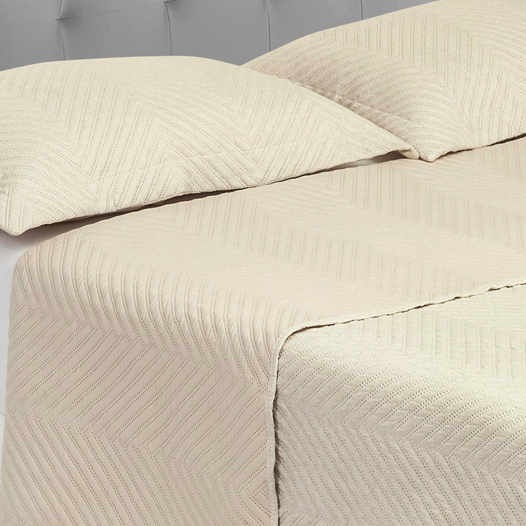 Tendido Kyoto Beige para Cama Doble 140 X 190 Cm Fondo Entero - TENDIDOS Y CUBRELECHOS | Bylmo