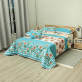 Cubrelecho Verano Eterno Azul y Blanco para Cama Sencilla 100 X 190 Cm Prensado de Flores - TENDIDOS Y CUBRELECHOS | Bylmo