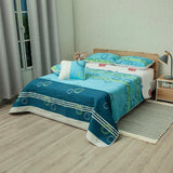 Cubrelecho Sendero Tribal Blanco y Azul para Cama Sencilla 100 X 190 Cm Prensado de Tribal - TENDIDOS Y CUBRELECHOS | Bylmo