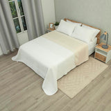 Cubrelecho Doble Faz Trama Arena y Blanco para Cama Doble 140 X 190 Cm Prensado Fondo Entero - TENDIDOS Y CUBRELECHOS | Bylmo