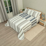 Cubrelecho Doble Faz Trama Gris y Blanco para Cama King 200 X 200 Cm Prensado de Lineas - TENDIDOS Y CUBRELECHOS | Bylmo