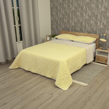 Cubrelecho Termosellado Cotton Sense Amarillo para Cama Doble 140 X 190 Cm Fondo Entero - TENDIDOS Y CUBRELECHOS | Bylmo