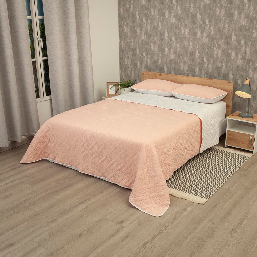 Cubrelecho Termosellado Cotton Sense Rosa para Cama King 200 X 200 Cm Fondo Entero - TENDIDOS Y CUBRELECHOS | Bylmo