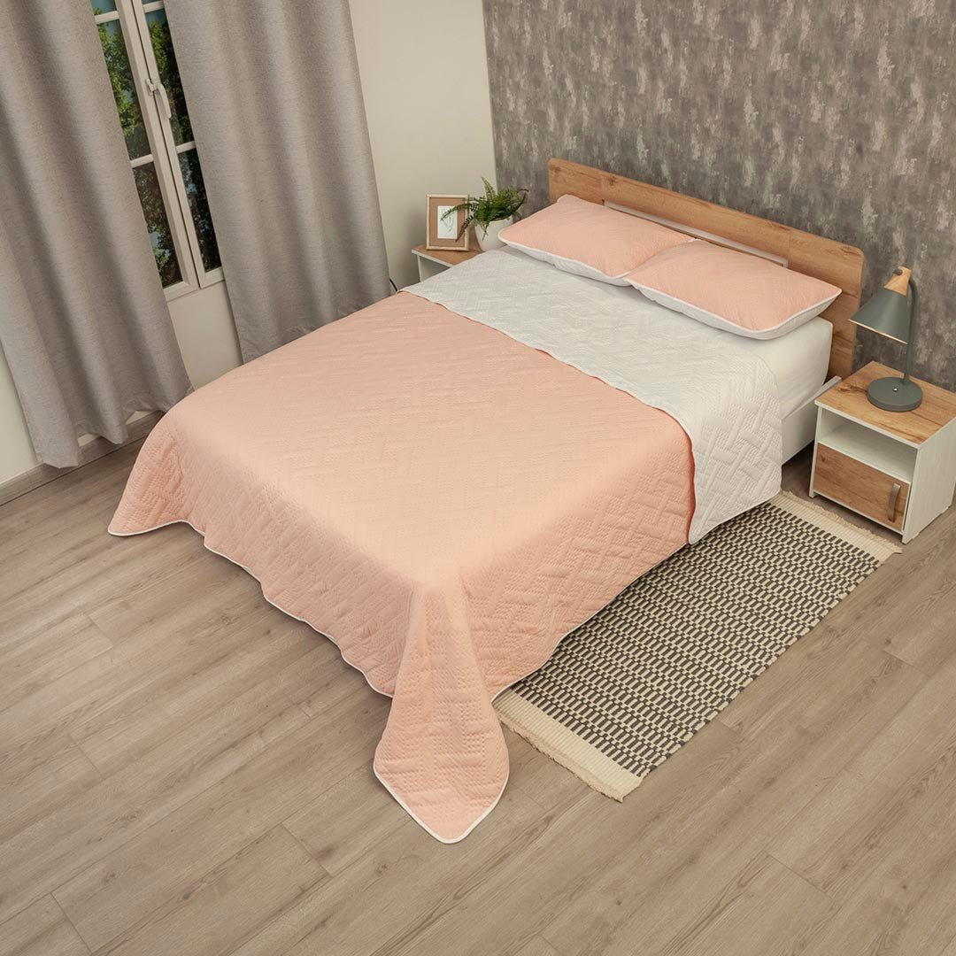 Cubrelecho Termosellado Cotton Sense Rosa para Cama King 200 X 200 Cm Fondo Entero - TENDIDOS Y CUBRELECHOS | Bylmo
