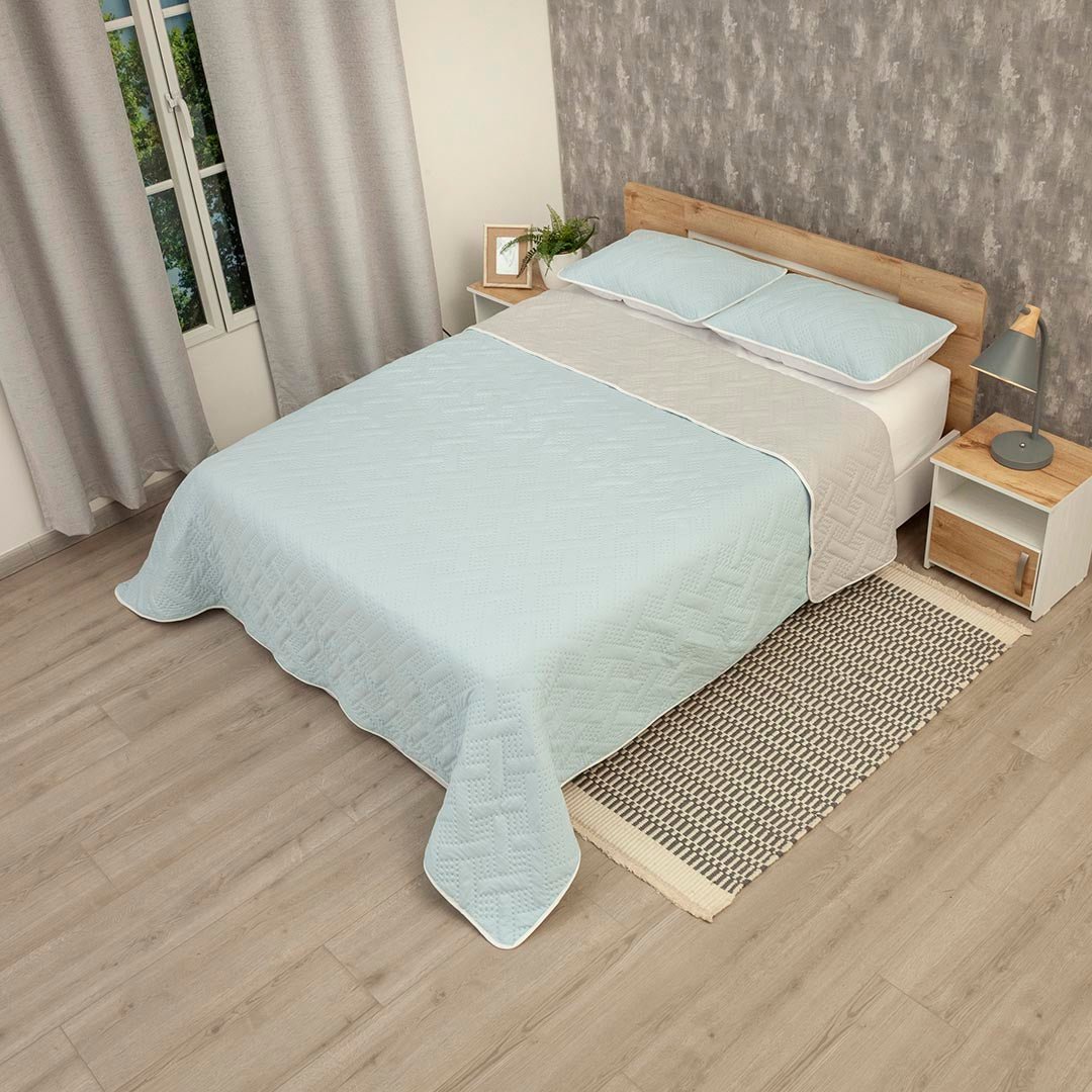 Cubrelecho Termosellado Cotton Sense Azul para Cama King 200 X 200 Cm Fondo Entero - TENDIDOS Y CUBRELECHOS | Bylmo