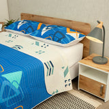 Cubrelecho Doble Faz Vórtice Cromático Azul y Blanco para Cama Semidoble 120 X 190 Cm Prensado de Triangulos - TENDIDOS Y CUBRELECHOS | Bylmo