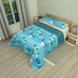 Cubrelecho Doble Faz Código X Urban Blanco y Azul para Cama Doble 140 X 190 Cm Prensado de Figuras - TENDIDOS Y CUBRELECHOS | Bylmo
