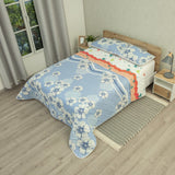 Cubrelecho Doble Faz Ecos de Cielo Naranja y Azul para Cama Doble 140 X 190 Cm Prensado de Estrellas Y Flores - TENDIDOS Y CUBRELECHOS | Bylmo
