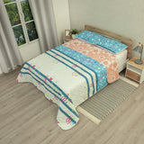 Cubrelecho Doble Faz Dúo Vibrante Naranja y Blanco para Cama Doble 140 X 190 Cm Prensado de Corazones Y Flores - TENDIDOS Y CUBRELECHOS | Bylmo