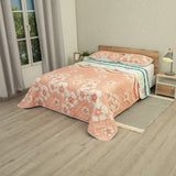 Cubrelecho Doble Faz Dúo Vibrante Naranja y Blanco para Cama Doble 140 X 190 Cm Prensado de Corazones Y Flores - TENDIDOS Y CUBRELECHOS | Bylmo