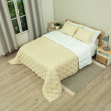 Cubrelecho Flora Amarillo y Blanco para Cama Doble 140 X 190 Cm Fondo Entero - TENDIDOS Y CUBRELECHOS | Bylmo