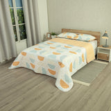 Cubrelecho Doble Faz Style Curvas del Tiempo Blanco y Naranja para Cama Doble 140 X 190 Cm de Semicirculos - TENDIDOS Y CUBRELECHOS | Bylmo