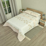 Cubrelecho Doble Faz Style Encanto Pastel Rosa Claro y Blanco para Cama Doble 140 X 190 Cm de Hojas - TENDIDOS Y CUBRELECHOS | Bylmo
