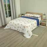 Cubrelecho Doble Faz Style Órbita Blanco y Azul Oscuro para Cama Doble 140 X 190 Cm de Lineas Y Puntos - TENDIDOS Y CUBRELECHOS | Bylmo
