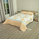 Cubrelecho Doble Faz Style Curvas del Tiempo Blanco y Naranja para Cama Queen 160 X 190 Cm de Semicirculos - TENDIDOS Y CUBRELECHOS | Bylmo