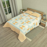 Cubrelecho Doble Faz Style Curvas del Tiempo Blanco y Naranja para Cama Queen 160 X 190 Cm de Semicirculos - TENDIDOS Y CUBRELECHOS | Bylmo
