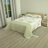 Cubrelecho Doble Faz Style Bosque Sereno Blanco y Verde grisáceo para Cama King 200 X 200 Cm de Hojas - TENDIDOS Y CUBRELECHOS | Bylmo