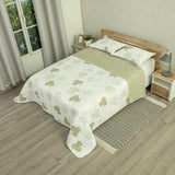 Cubrelecho Doble Faz Style Bosque Sereno Blanco y Verde grisáceo para Cama King 200 X 200 Cm de Hojas - TENDIDOS Y CUBRELECHOS | Bylmo