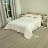 Cubrelecho Doble Faz Style Encanto Pastel Rosa Claro y Blanco para Cama Semidoble 120 X 190 Cm de Hojas - TENDIDOS Y CUBRELECHOS | Bylmo