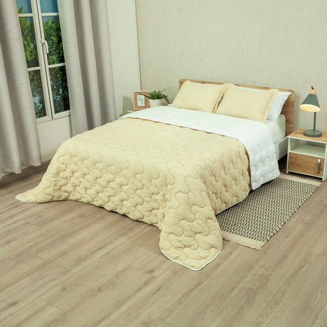 Cubrelecho Flora Amarillo y Blanco para Cama Queen 160 X 190 Cm Fondo Entero - TENDIDOS Y CUBRELECHOS | Bylmo