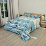 Cubrelecho Semi Acolchado Fusión Moderna Azul y Blanco para Cama Doble 140 X 190 Cm de Circulos Entrelazados - TENDIDOS Y CUBRELECHOS | Bylmo
