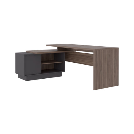 Escritorio en L Office Avellana 179x71.2cm con Organizador de Libros sin Cajones - ESCRITORIOS | Bylmo