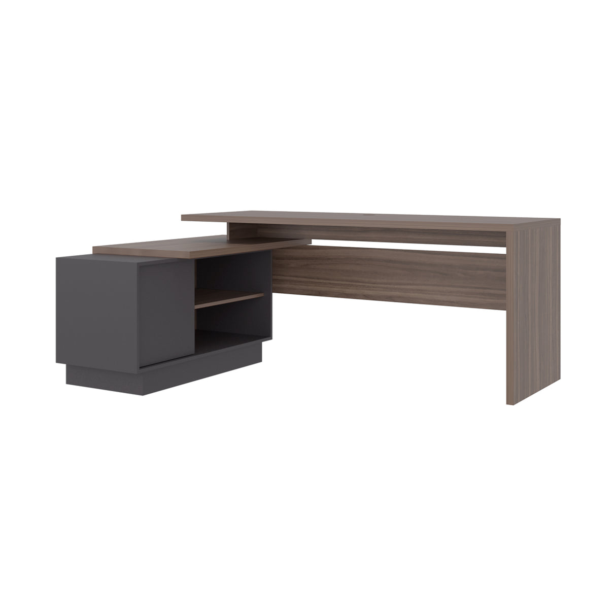 Escritorio en L Office Avellana 179x71.2cm con Organizador de Libros sin Cajones - ESCRITORIOS | Bylmo