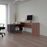 Escritorio en L Office Avellana 179x71.2cm con Organizador de Libros sin Cajones - ESCRITORIOS | Bylmo