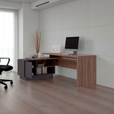 Escritorio en L Office Avellana 179x71.2cm con Organizador de Libros sin Cajones - ESCRITORIOS | Bylmo