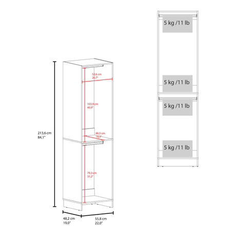 Closet Eco Kronos 55.8x213.4cm con Dos Compartimientos y sin Puertas - CLOSETS | Bylmo